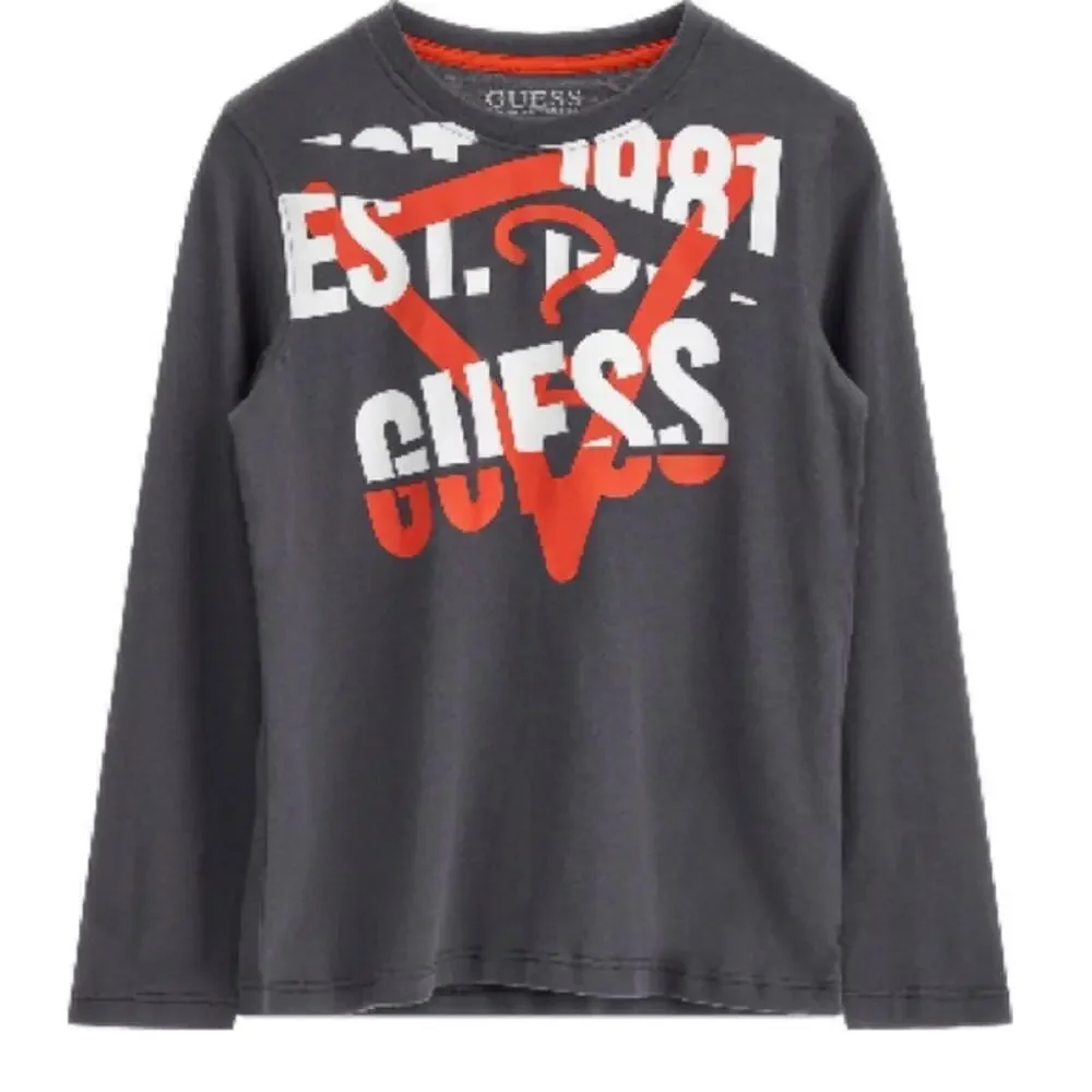 GUESS 🔥🥰 Big Boys Shirt Cotton Screen Print Logo Long Sleeve T-shirt 16 Tshirt